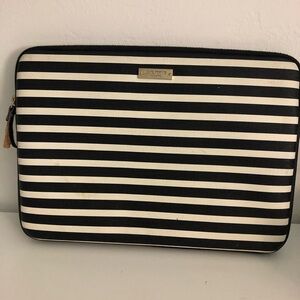 Kate Spade Black and White Striped Laptop Case